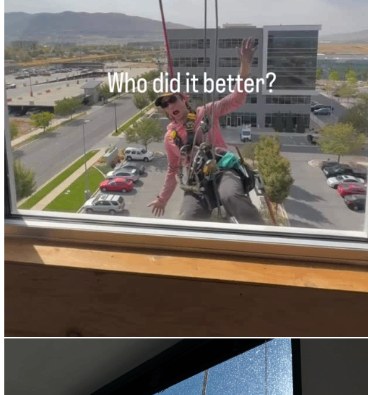 Half Full Windows technician rappelling a Salt Lake City office building